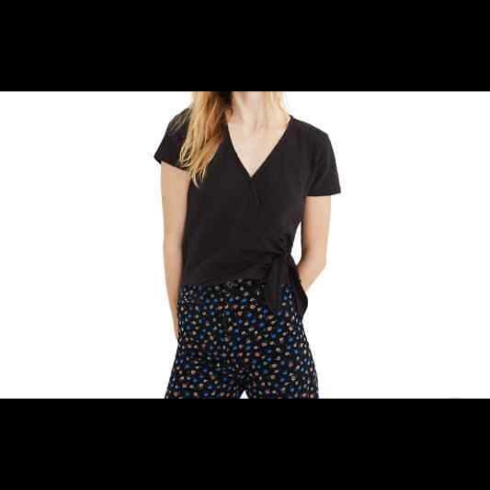 Madewell (Texture and Thread) Black Wrap Tie Top